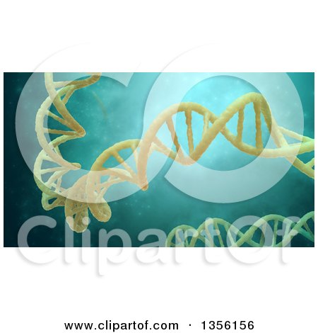 Clipart of a 3d Yellow Dna Strand Floating in Liquid - Royalty Free Illustration by Mopic