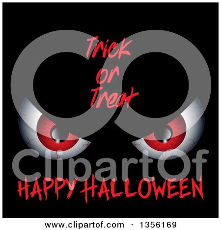 Clipart of a Trick or Treat Have a Happy Halloween Greeting in Chalk over a Blackboard, with a Bat and Jackolantern - Royalty Free Vector Illustration by KJ Pargeter