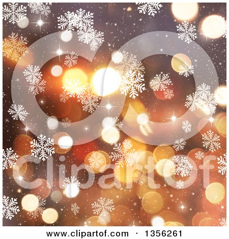 Clipart of a Snowflake Winter or Christmas Background with Flares - Royalty Free Illustration by KJ Pargeter