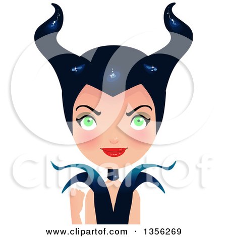 Clipart of a Mad Maleficent Witch Holding up a Fist - Royalty Free Vector Illustration by Melisende Vector