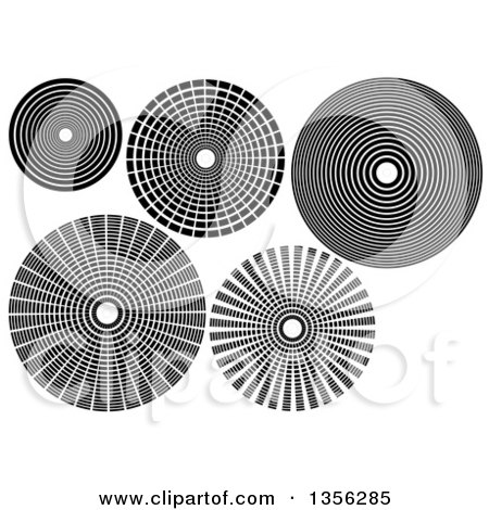 Clipart of Black and White Circle Vortex Tunnel or Circle Designs - Royalty Free Vector Illustration by dero