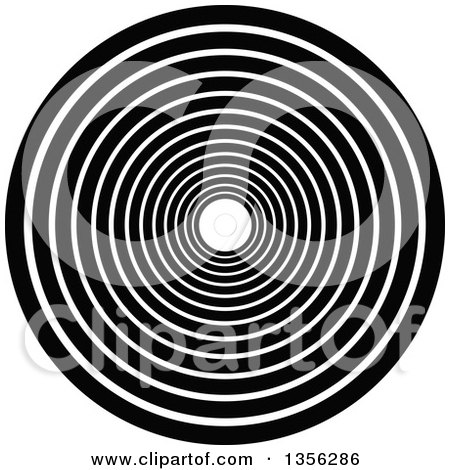 Clipart of a Black and White Circle Vortex Tunnel or Circle - Royalty Free Vector Illustration by dero