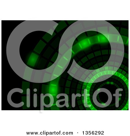 Clipart of a Background of an Abstract Circle of Green Lights - Royalty Free Vector Illustration by dero