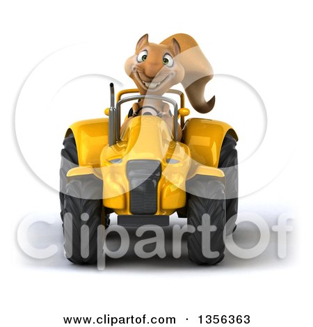 Clipart of a 3d Squirrel Operating a Yellow Tractor, on a White Background - Royalty Free Illustration by Julos