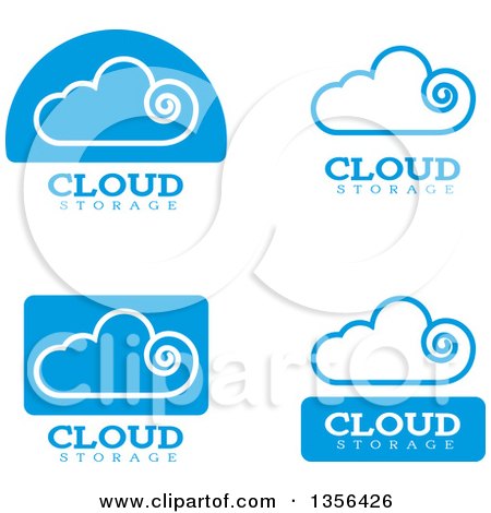 Clipart of Blue Cloud Storage Computing Icons - Royalty Free Vector Illustration by Cory Thoman