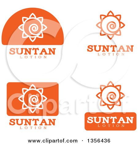 Clipart of White and Orange Suntan Lotion Icons - Royalty Free Vector Illustration by Cory Thoman