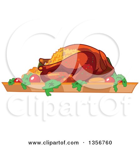 Clipart of a Roasted and Stuffed Thanksgiving Turkey - Royalty Free Vector Illustration by Pushkin