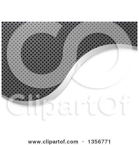 Clipart of a Perforated Metal and White Background Divided by a Silver Wave - Royalty Free Vector Illustration by dero
