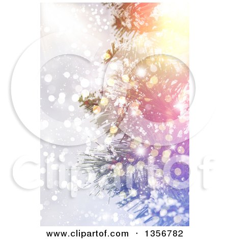 Clipart of a Christmas Tree Wtih Bokeh Flares - Royalty Free Illustration by KJ Pargeter