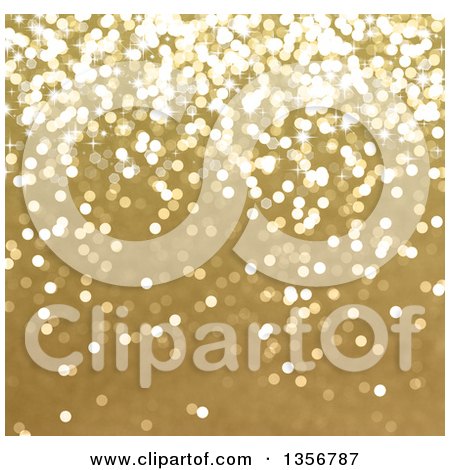 Clipart of a Blurred Christmas Background of Golden Sparkly Glitter - Royalty Free Illustration by KJ Pargeter