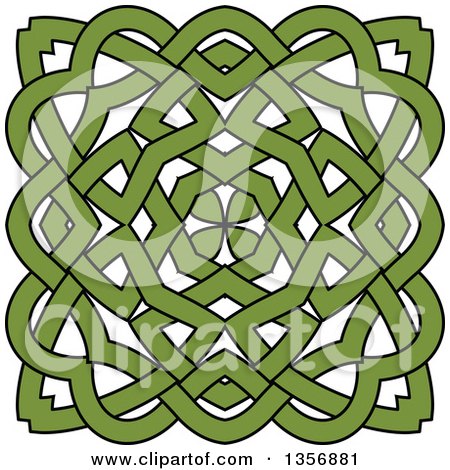 Clipart of a Black and Green Celtic Knot Design Element - Royalty Free Vector Illustration by Vector Tradition SM