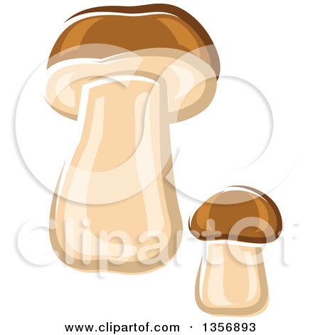 Clipart of Cartoon King Bolete Mushrooms - Royalty Free Vector Illustration by Vector Tradition SM