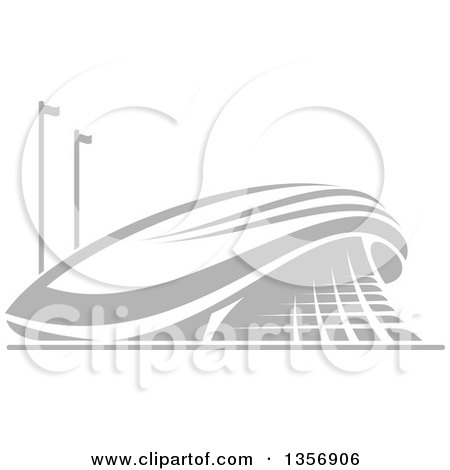 Clipart of a Gray Sports Stadium Arena Building - Royalty Free Vector Illustration by Vector Tradition SM