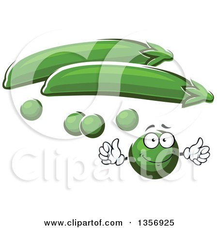 Clipart of a Cartoon Pea and Pods Character - Royalty Free Vector Illustration by Vector Tradition SM