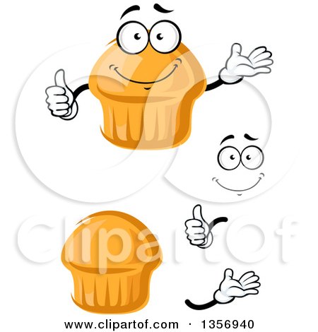 Clipart of a Cartoon Face, Hands and Muffins - Royalty Free Vector Illustration by Vector Tradition SM