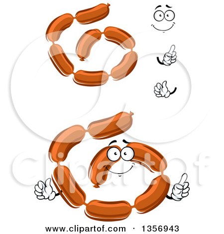 Clipart of a Cartoon Face, Hands and Sausage Links - Royalty Free Vector Illustration by Vector Tradition SM