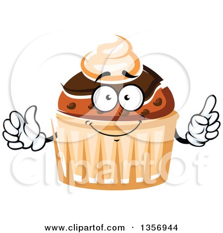 Clipart of a Cartoon Cupcake Character - Royalty Free Vector Illustration by Vector Tradition SM