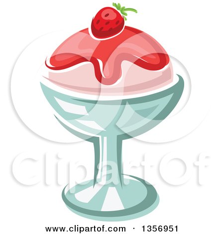 Clipart of a Cartoon Strawberry Ice Cream Dessert - Royalty Free Vector Illustration by Vector Tradition SM