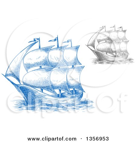 Clipart of Sketched Ships - Royalty Free Vector Illustration by Vector Tradition SM