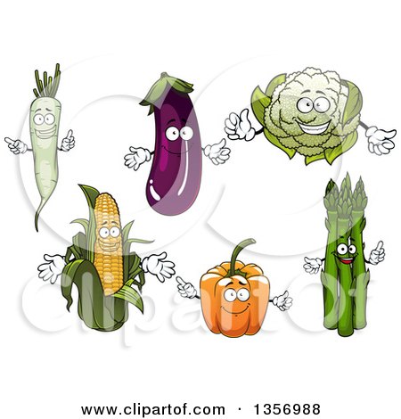 Clipart of Cartoon Veggie Characters - Royalty Free Vector Illustration by Vector Tradition SM