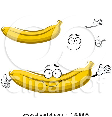 Clipart of a Cartoon Face, Hands and Bananas - Royalty Free Vector Illustration by Vector Tradition SM