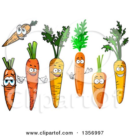 Clipart of Cartoon Carrot Characters - Royalty Free Vector Illustration by Vector Tradition SM