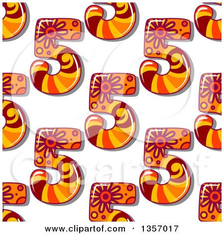 Clipart of a Seamless Background Pattern of Decorative Number Fives - Royalty Free Vector Illustration by Vector Tradition SM