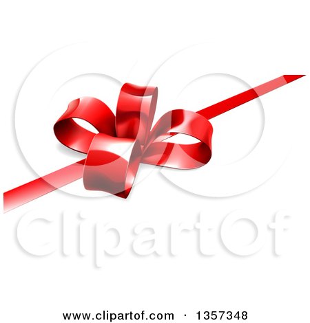 Clipart of a 3d Red Christmas, Birthday or Other Holiday Gift Bow and Ribbon on White - Royalty Free Vector Illustration by AtStockIllustration