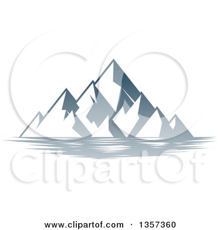 Clipart of a Lake with Mountains Landscape - Royalty Free Vector Illustration by AtStockIllustration