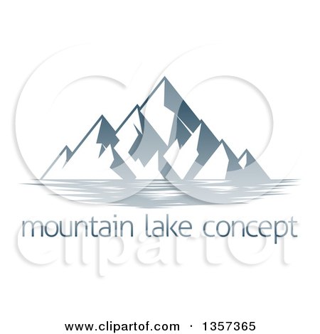 Clipart of a Lake with Mountains over Sample Text - Royalty Free Vector Illustration by AtStockIllustration