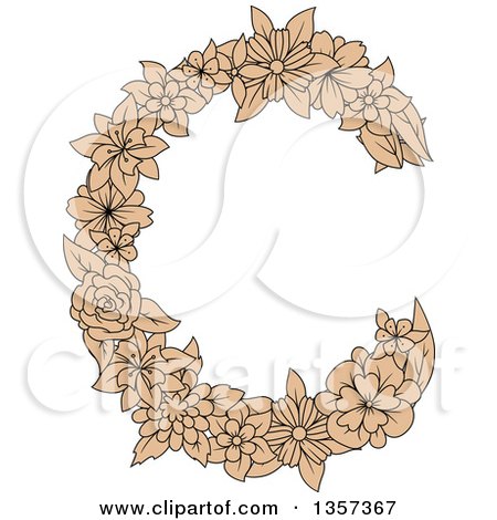 Clipart of a Tan Floral Letter C Design - Royalty Free Vector Illustration by Vector Tradition SM