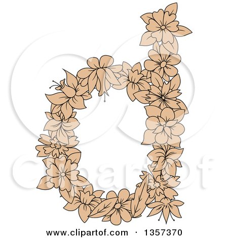 Clipart of a Tan Floral Letter D Design - Royalty Free Vector Illustration by Vector Tradition SM