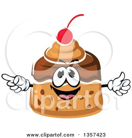 Clipart of a Cartoon Caramel Pudding Dessert Character - Royalty Free Vector Illustration by Vector Tradition SM