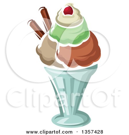 Clipart of a Cartoon Ice Cream Sundae - Royalty Free Vector Illustration by Vector Tradition SM