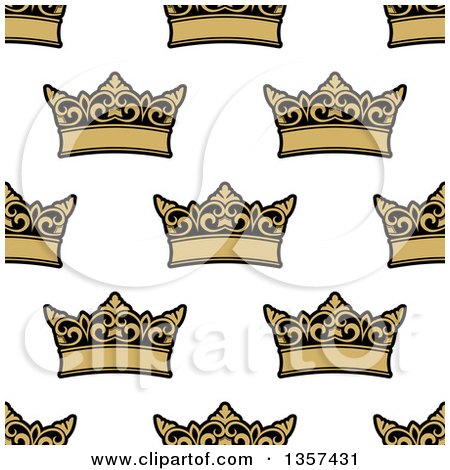 Clipart of a Seamless Pattern Background of Gold Crowns - Royalty Free Vector Illustration by Vector Tradition SM