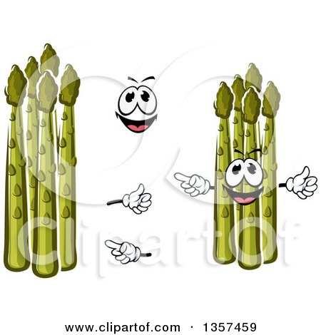 Clipart of a Cartoon Face, Hands and Asparagus - Royalty Free Vector Illustration by Vector Tradition SM