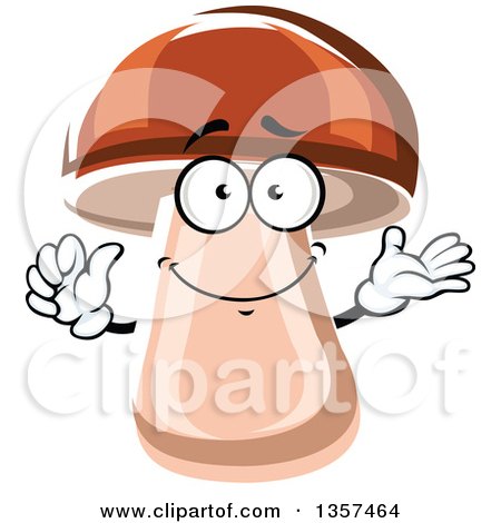 Clipart of a Cartoon Porcini Mushroom Character - Royalty Free Vector Illustration by Vector Tradition SM