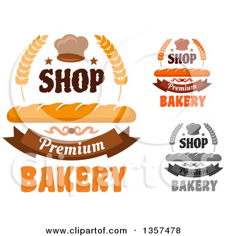 Clipart of Bread and Muffin Bakery Text Designs - Royalty Free Vector Illustration by Vector Tradition SM