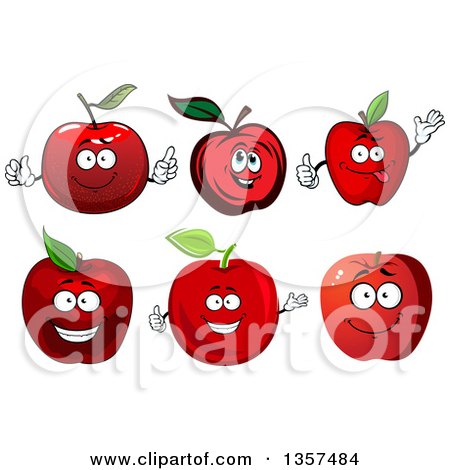 Clipart of Red Apple Characters - Royalty Free Vector Illustration by Vector Tradition SM