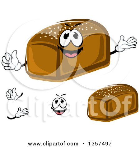 Clipart of a Cartoon Face, Hands and Rye Loaves - Royalty Free Vector Illustration by Vector Tradition SM