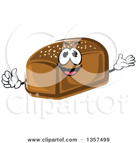 Clipart of a Cartoon Rye Bread Loaf Character - Royalty Free Vector Illustration by Vector Tradition SM