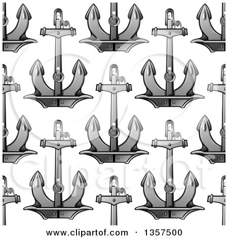 Clipart of a Seamless Background Pattern of Metal Anchors - Royalty Free Vector Illustration by Vector Tradition SM