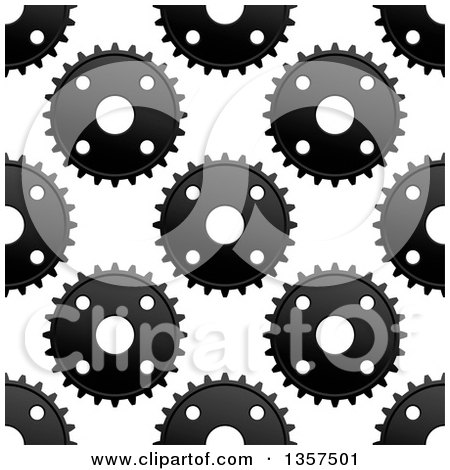 Clipart of a Seamless Background Pattern of Grayscale Gear Cogs - Royalty Free Vector Illustration by Vector Tradition SM