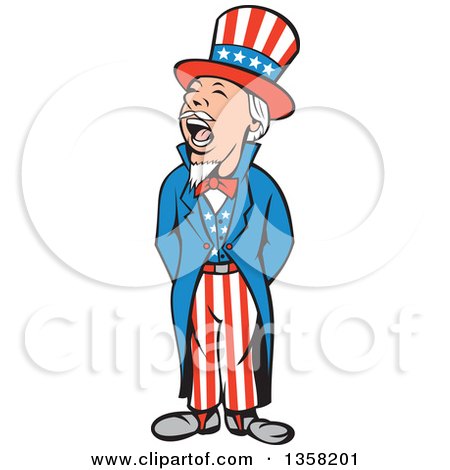 Clipart of a Cartoon Shouting Uncle Sam in an American Patiotic Suit - Royalty Free Vector Illustration by patrimonio