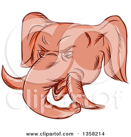 Clipart of a Retro Sketched or Engraved Political Elephant Head - Royalty Free Vector Illustration by patrimonio