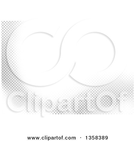 Clipart of a Background of Gray Dots and Pixels with White Text Space - Royalty Free Vector Illustration by dero