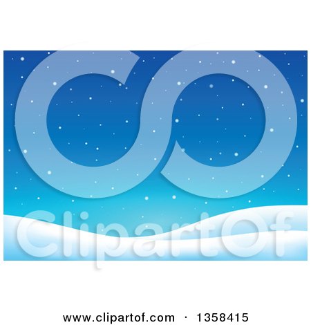 Clipart of a Snowy Winter Night Background - Royalty Free Vector Illustration by visekart