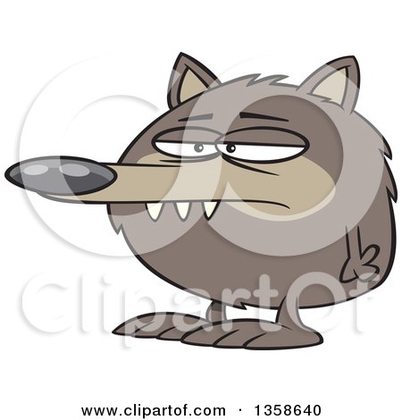Clipart of a Cartoon Round Fuzz Ball Wolf or Dog - Royalty Free Vector Illustration by toonaday
