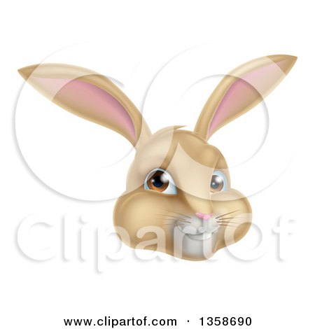 Clipart of a Happy Tan Easter Bunny Rabbit Face - Royalty Free Vector Illustration by AtStockIllustration