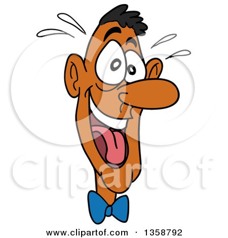 Clipart of a Cartoon Black Man Laughing Hysterically - Royalty Free Vector Illustration by LaffToon